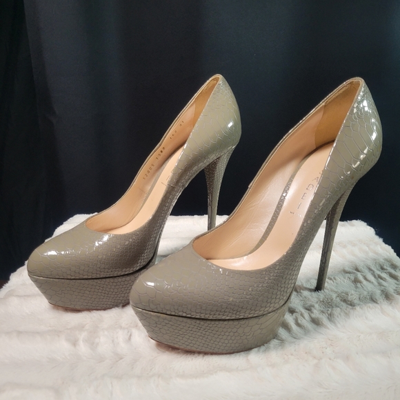 Casadei platform pump gray snake patent stiletto heel - Picture 1 of 5